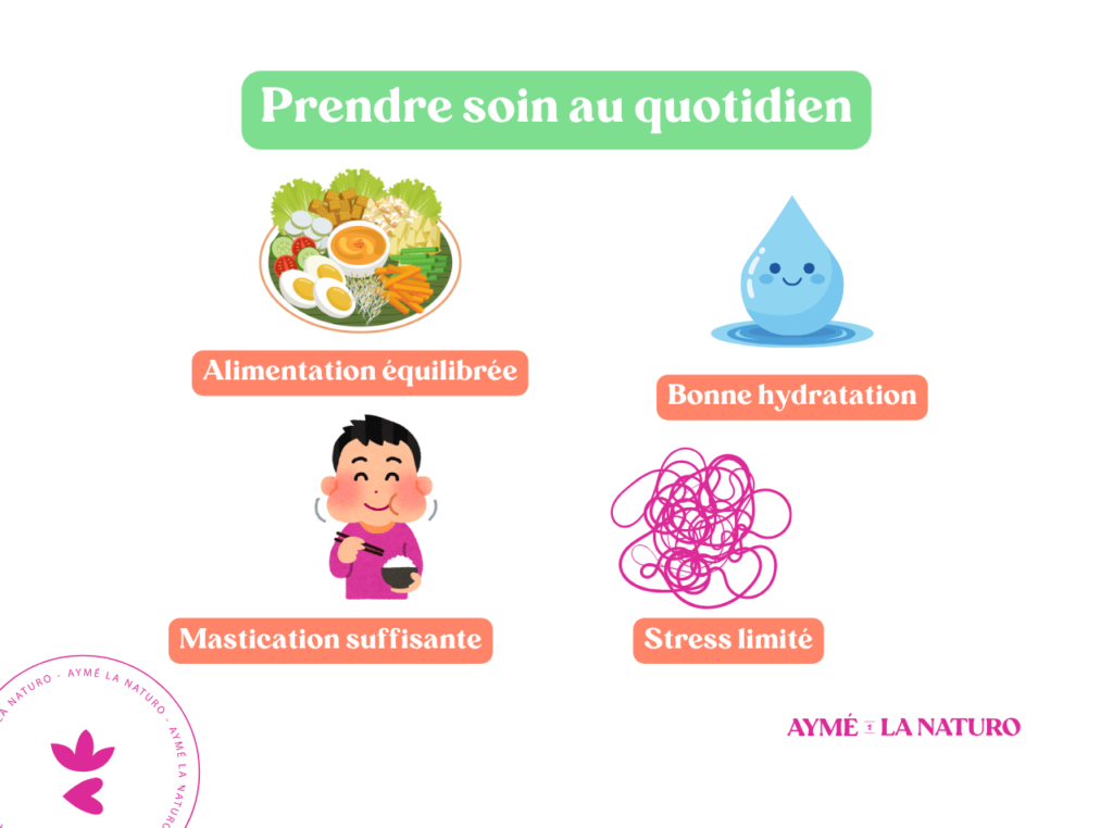 Schéma pour montrer comment prendre soin de son intestin au quotidien
