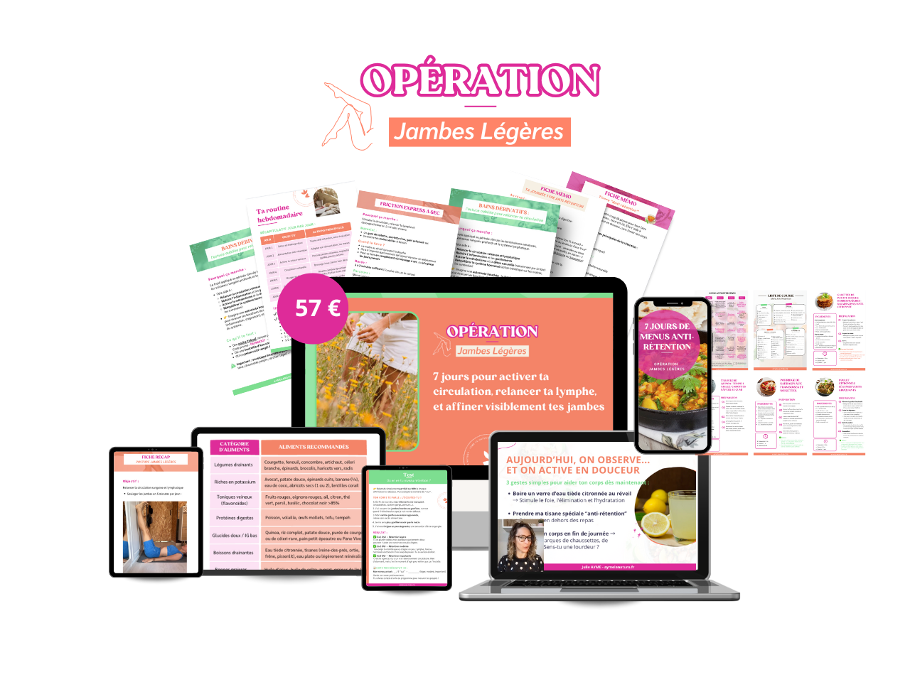 Opération jambes légères : programme en ligne pour activer ta circulation, relancer ta lymphe, et affiner visiblement tes jambes